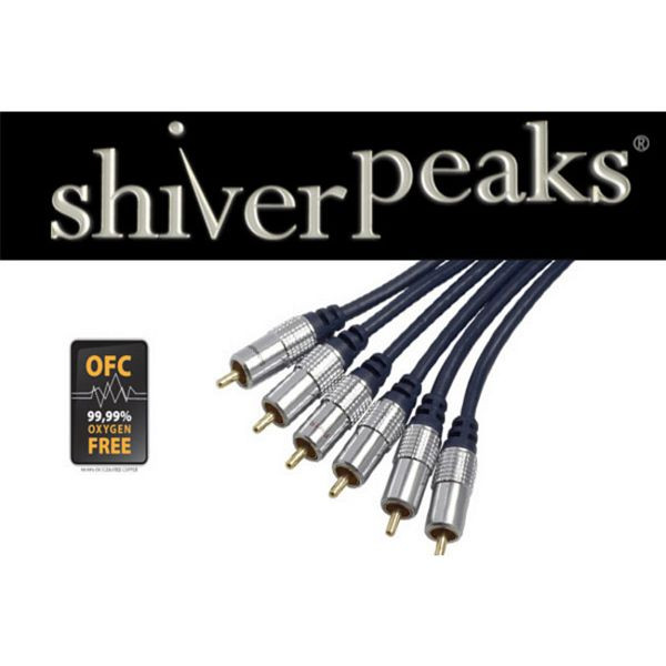 shiverpeaks PROFESSIONAL 6 verchromte Metall-Cinchstecker - 6 verchromte Metall-Cinchstecker, vergoldete Kontakte, 5,0m, 40135-SPP