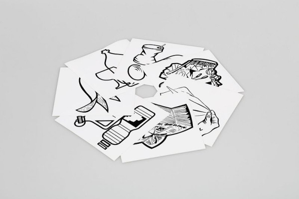 VAR Piktogramm-Aufklebersatz, 7-fach, schwarz/weiß (Wertstoffe, Papier, Restmüll, Glas, Metall, Biomüll, Putztücher), VE: 10 Stück, 1951