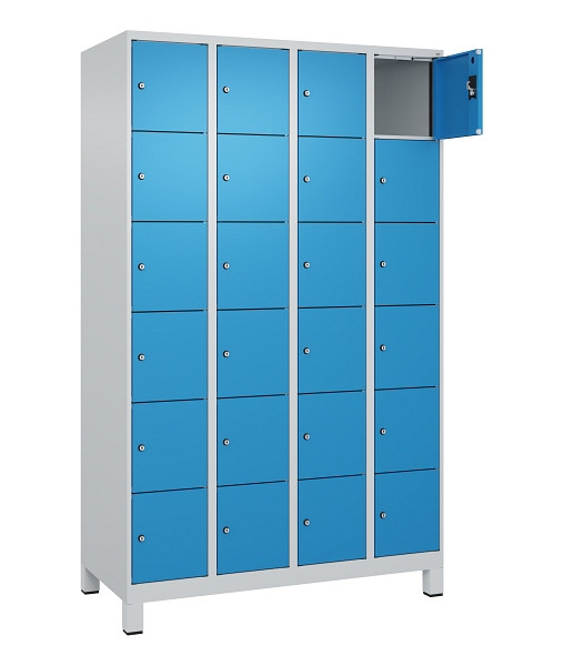 C+P Schließfachschrank Evolo PLUS, mit Füßen, 24 Fächer, 1950x1200x500mm, 7035/5012 Lichtblau, 049010-406 S10007