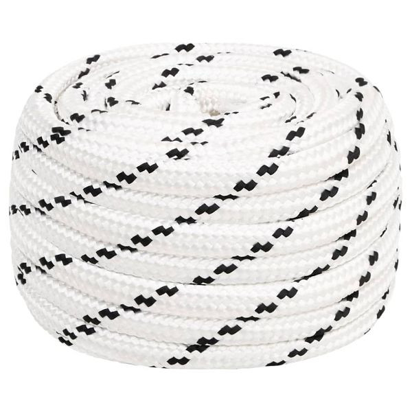 vidaXL Bootsseil Geflochten Weiß 20 mmx50 m Polyester, 152790