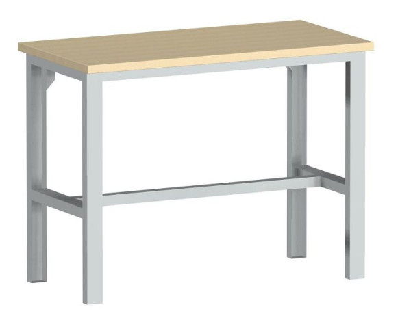 bott cubio Werkbank höhenverstellbar mit 3 Querstreben und Rotbuche-Platte BxTxH: 1500 x 750 x 740 x 1140 mm Rotbuche RAL 7035, 41003119.16V