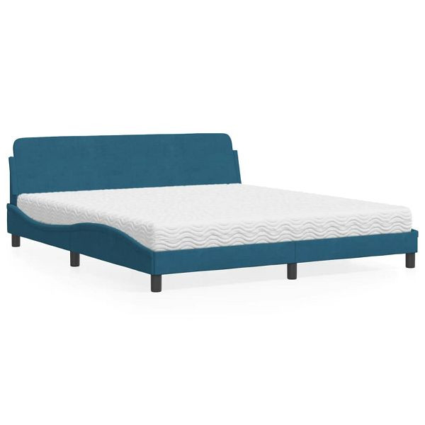 vidaXL Bett mit Matratze Blau 180x200 cm Samt, 3208455, 8721012349384