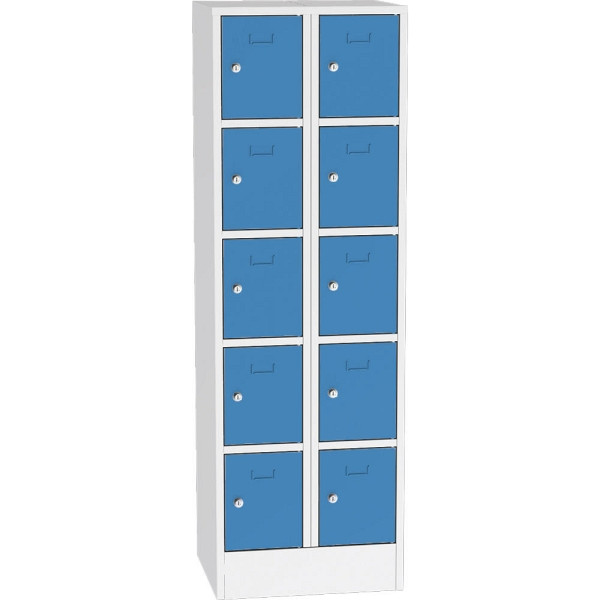 Deskin Schließfach-Stahlschrank SYSTEM SP1 COLOR, Korpus Lichtgrau RAL7035, Türen Lichtblau RAL 5012, H 1850 x B 600 x T 500 mm, Zylinderschloss, 282142