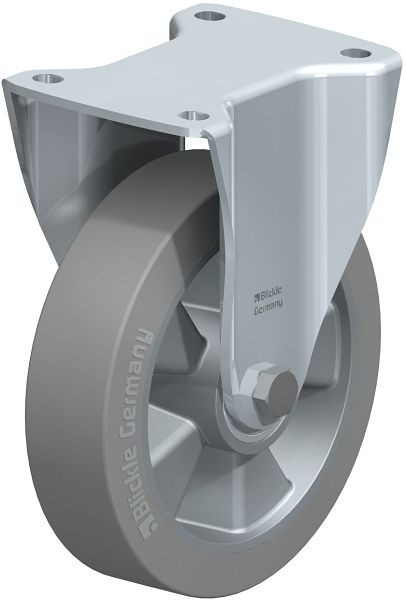 Blickle BH-ALEV 180K-SG Stahlblech-Bockrolle, Schwerlast-Ausführung, mit Anschraubplatte, Elastik-Vollgummi, Grau, 477125