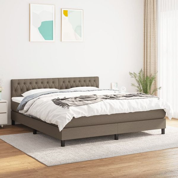 vidaXL Boxspringbett mit Matratze Taupe 180x200 cm Stoff, 3140317