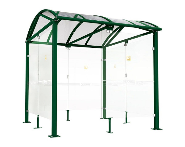 Procity Raucherunterstand Klassik "L"- Tiefe 2690 mm, Farbe RAL 6005, Maße: Breite 2500 x Höhe 2768 x Tiefe 3023 mm, 529520.6005