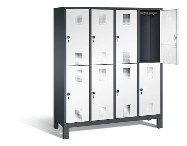 C+P Spind doppelstöckig Evolo, H1850xB1590xT500mm, Farbe: Schwarzgrau / Verkehrsweiß, 48310-42 S10196