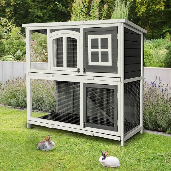 HOME DELUXE Kaninchenstall aus Holz MINO, 122 x 108 cm, 71962