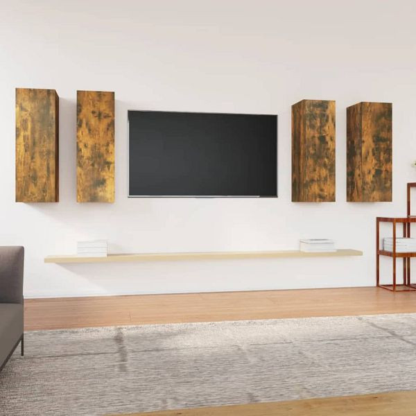 vidaXL TV-Schränke 4 Stk. Räuchereiche 30,5x30x90 cm Holzwerkstoff, 3120329