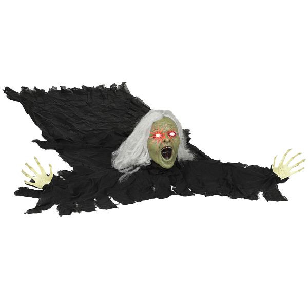 Outsunny 183cm Halloween Dekoration Halloween Zombie-Alte mit LED-Lichter, Soundfunktion, für Party, 84J-078V01BK