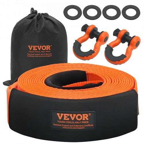 VEVOR Abschleppgurt-Bergeset 85 mm x 9 m (MBS-16329 kg), dreifach verstärkte Schlaufe & Schutzhüllen & Aufbewahrungstasche, DZDL3IN30FTJG2LACV0