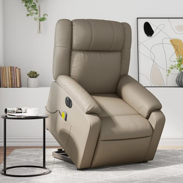 vidaXL Massagesessel mit Aufstehhilfe Elektrisch Cappuccino Kunstleder, 3205177
