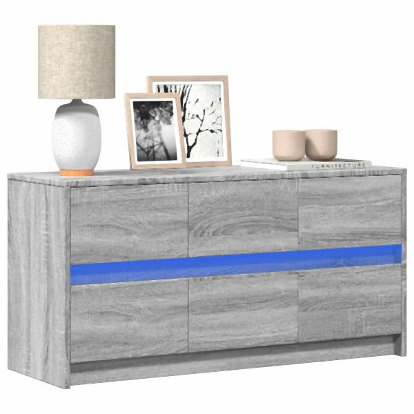 vidaXL TV-Schrank mit LED-Beleuchtung Grau Sonoma 100x34x50 cm, 852220