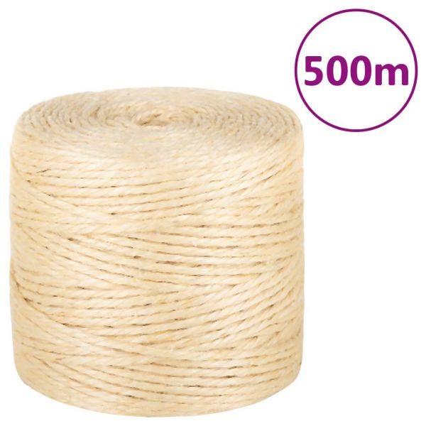 vidaXL Seil 100% Sisal 4 mm 500 m, 155011, 8720845457563