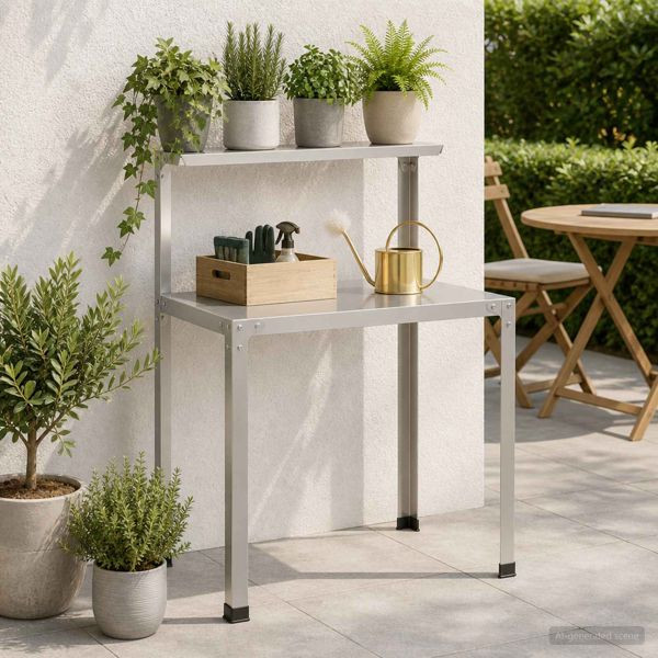 vidaXL Pflanztisch 100 x 50 x 104 cm Edelstahl Silber, 8014901