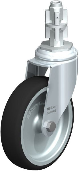 Blickle LKRA-PATH 126G-11-E14 Apparate-Lenkrolle mit Expander, Thermoplastisches Polyurethan, Grau, 848857