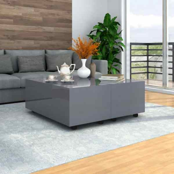 vidaXL Couchtisch Hochglanz-Grau 100x100x35 cm, 283726, 8719883592664