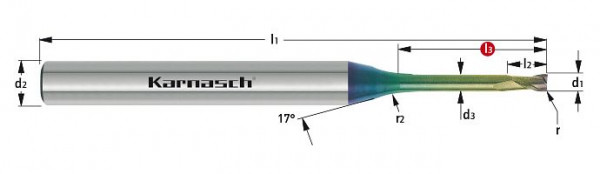 Karnasch VHM-Micro Schaftfräser HSC / HPC d= 6,0/r=0,50/L3= 20,0 mm NHC-7000, 3062030600050200