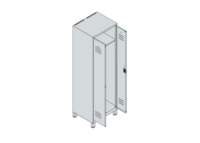 Umkleidespind 2 Abteile Metall - Garderobenschrank 68x34x180cm Grau RAL 7035