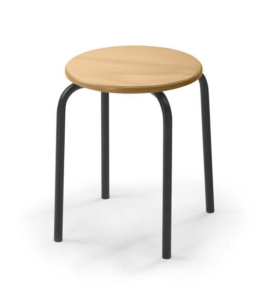 Deskin Hocker A-TEC 65 PRO SW, Sitzfläche Buche, 4-Fuß Gestell schwarz, 352166