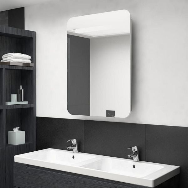 vidaXL LED-Bad-Spiegelschrank Weiß und Eichen-Optik 60x11x80 cm, 326508