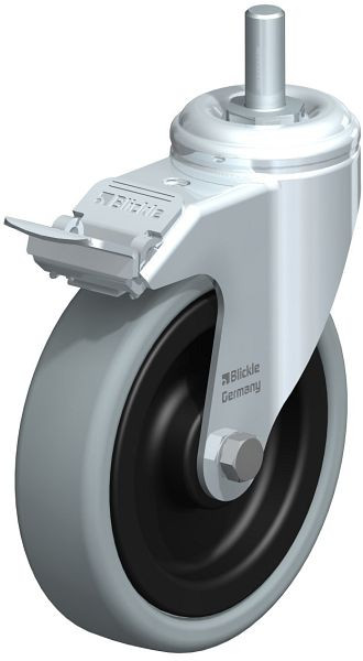 Blickle LKRA-VPA 126K-FI-GS12 Apparate-Lenkrolle mit Gewindestift & Feststeller, Vollgummi, Grau, 295105