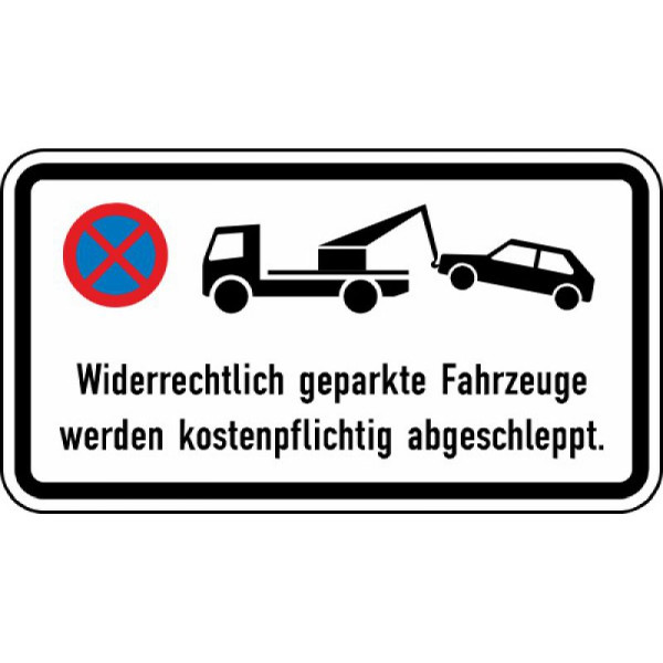 Stein HGS Widerrechtlich geparkte Fahrzeuge werden kostenpflichtig abgeschleppt Nr. 2428, 750 x 412 mm, Alform, RA1, 2428-312