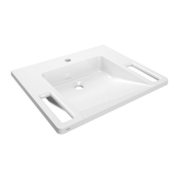 KWC Einzelwaschtisch, EXOS, MIRANIT, 600x125x500 mm, weiß, Hahnloch, barrierefrei, 2030073252