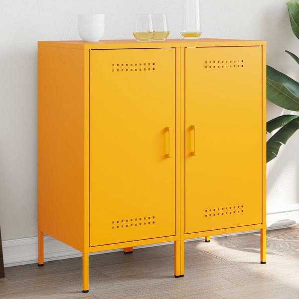 vidaXL Sideboards 2 Stück Senfgelb 36x39x79 cm Kaltgewalzter Stahl, 843019