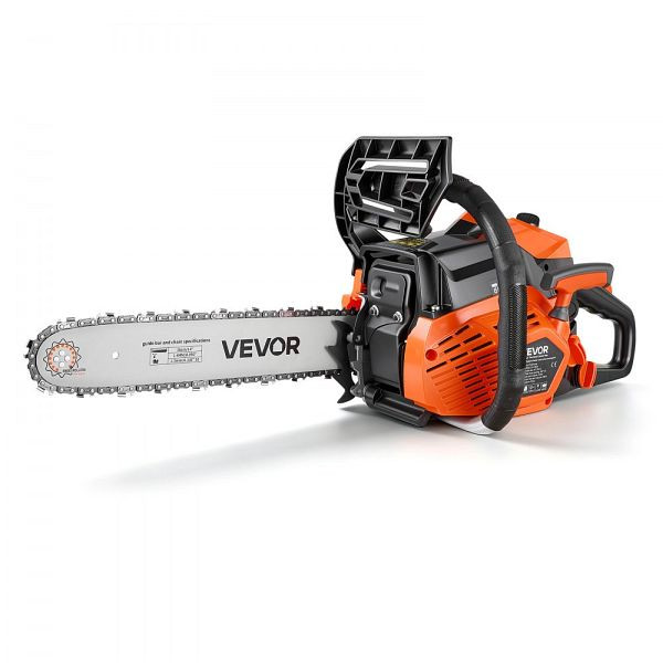 VEVOR Benzin-Kettensäge 355,6 mm, 40 ccm, 1,15 kW, 2-Takt, 11.500 U/min, rutschfester Griff, 2 Tanks, RQLJSKOZKECC6A24I001V0