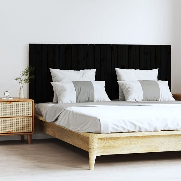 vidaXL Wand-Kopfteil Schwarz 159,5x3x60 cm Massivholz Kiefer, 824852