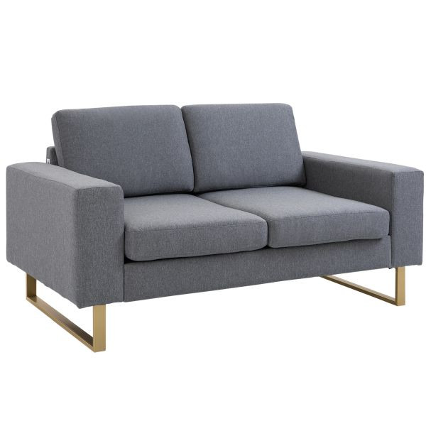 HOMCOM Sofa-2 Sitzer Stoffsofa Ecksofa Couch Polstersofa Loungesofa Kissen, 833-520