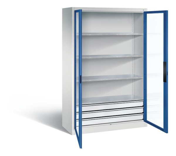 C+P Werkzeugschrank Acurado, H1950xB1200xT500mm, Farbe: Lichtgrau / Enzianblau, Muldengriff, 8931-5532 S10004