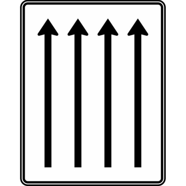 Stein HGS Fahrstreifentafel ohne Gegenverkehr, 4-streifig in Fahrtrichtung, 1250 x 1600 mm, RA2, Flachform 2 mm, ohne Entfernungsangabe, 521-32-121