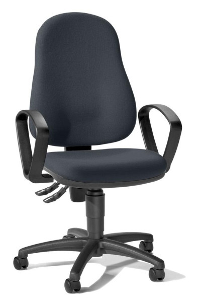 Deskin Bürostuhl BASE ART 60 mit Armlehnen, Grau, 465 x 460 x 990 mm, Gestell: Polyamid schwarz, feste Armlehnen, 348362