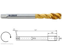 BAER HSSE-TIN Gewindebohrer 35° RSP - M 16 x 2,0 - DIN 376 hochlegierte Stähle, 110604015