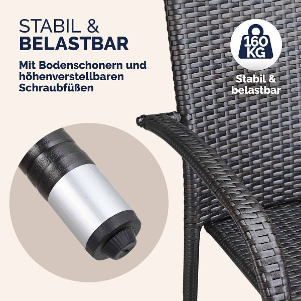 casaria Polyrattan Stapelstuhl Comfort 4er-Set Braun, 109995