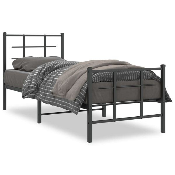 vidaXL Bettgestell mit Kopf- und Fußteil Metall Schwarz 75x190 cm, 355569