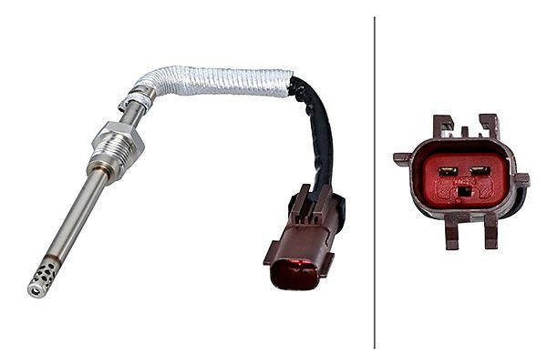 HELLA Sensor, Abgastemperatur, 2-polig, geschraubt, Kabel: 135mm, 6PT 010 376-511