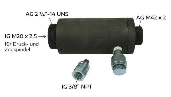 Stahlmaxx Hydraulikzylinder 18,2t, doppelwirkender Hohlkolbentylinder mit M20x2.5, für Zug- und Druckanwendung, XXL-102754