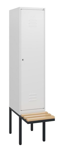 C+P Umkleidespind Classic PLUS, 1950x400x815mm, 9016/9016, Zylinderschloss, Buche-Sitzleisten, 0800405-12 S10029
