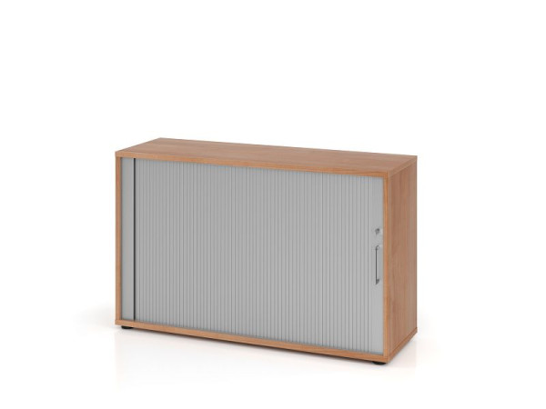 Hammerbacher Rollladenschrank 1732S BS, 2 OH, Korpus: Nussbaum / Rollladen: Silber, 120 x 40 x 74,8 cm (BxTxH), V1732S/N/S/BS