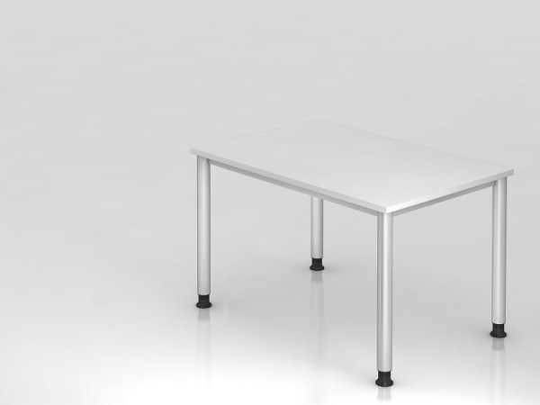 Hammerbacher Schreibtisch 4 Fuß rund 120x80cm Weiß/Silber, Rechteckform, VHS12/W/S