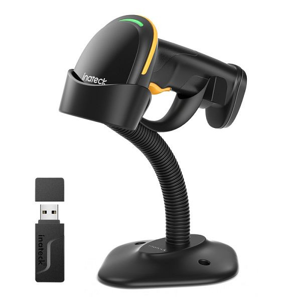inateck Bluetooth 1D/2D Barcode Scanner, 2D Imager mit 2600mAh Akku & BCST-S Barcodescannerständer, BCST-35_black