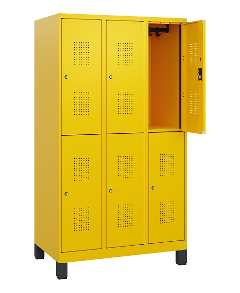C+P Doppelstöckiger Spind Evolo PLUS, Füße, 6 Fächer, 1630x900x500mm, 1023/1023, Zylinderschloss, 0493105-30 S10062