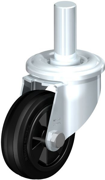 Blickle LEZ-VPP 80G Stahlblech-Lenkrolle mit Zapfen, Vollgummi, Schwarz, 577460