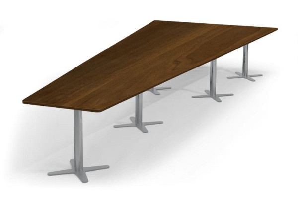 Deskin Konferenztisch DUBLIN, Dekor: Nussdekor dunkel, Gestellfarbe: Alusilber RAL 9006, BxHxT: 5000 x 735 x 2050 mm, 330307