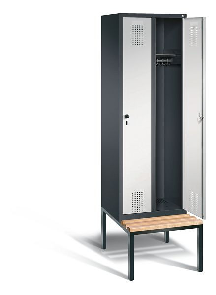 C+P Garderobenschrank Evolo, H2090xB610xT815mm, Farbe: Schwarzgrau / Lichtgrau, 48050-20 S10064