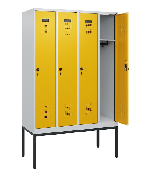 C+P Spind Evolo PLUS, Gestell, 4 Abteile, 1950x1200x500mm, 7035/1004, Drehriegel, 0490305-40 S10000
