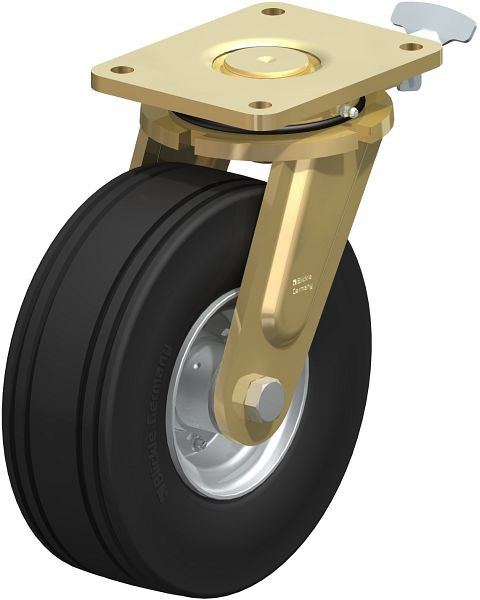 Blickle LS-VLE 250K-RI4 Stahlgeschweißte Schwerlast-Lenkrolle, schwere Drehkranz-Ausführung, Super-Elastik-Vollgummi, Schwarz, 755656